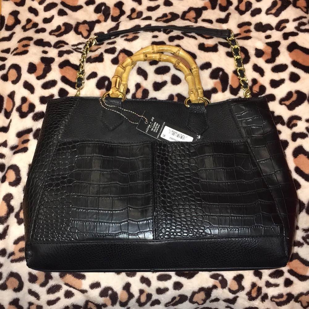 NWT Olivia + Joy black Claudia med satchel purse